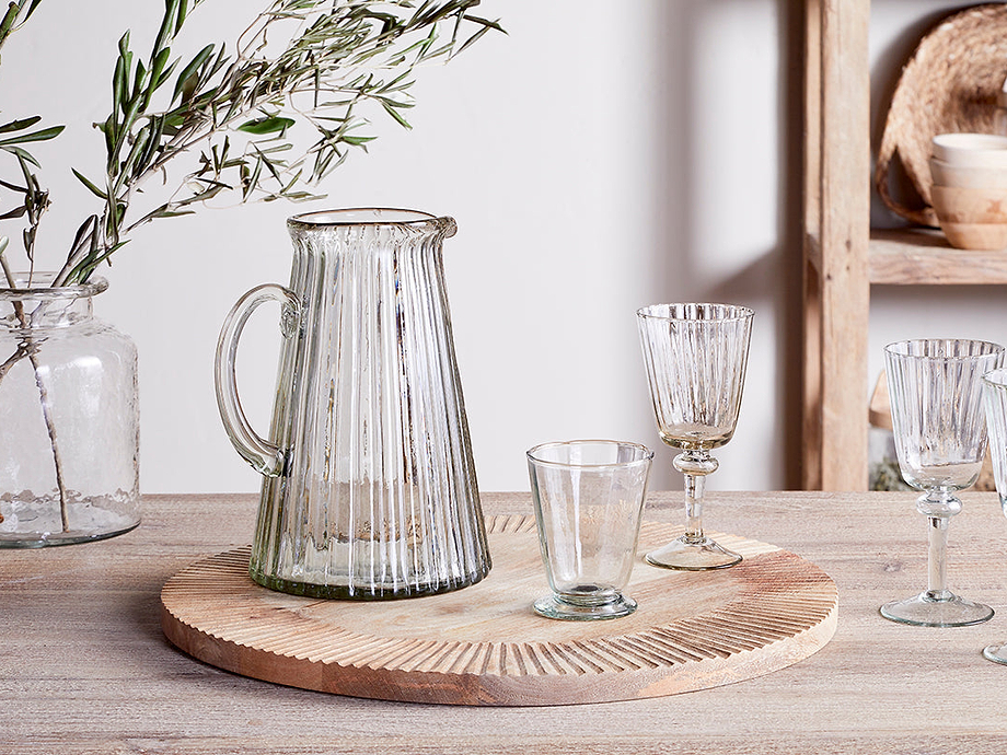 Minati Ribbed Glass Jug - Clear