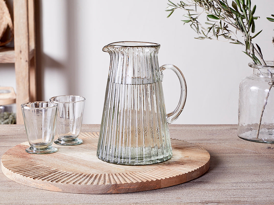 Minati Ribbed Glass Jug - Clear