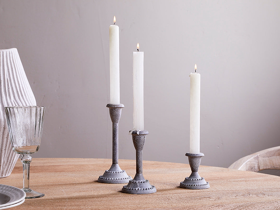 Moremi Candle Holders - Aged Zinc - (Set of 3)