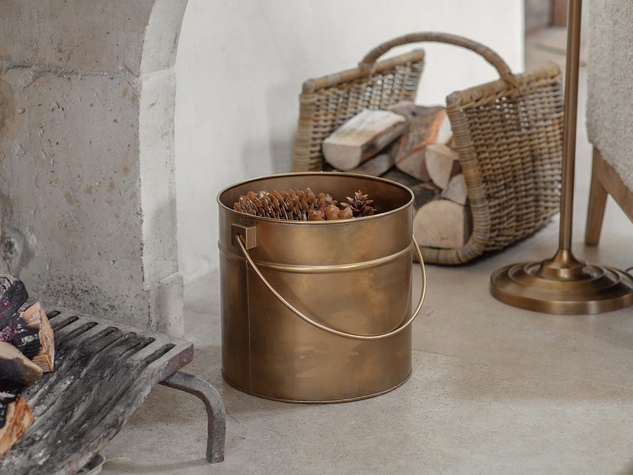 Mosat Iron Fireside Bucket - Antique Brass