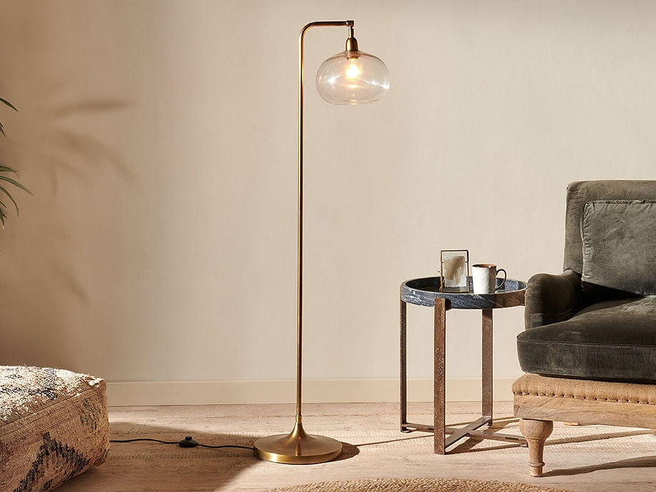 Mulia Recycled Glass Floor Lamp - Antique Brass