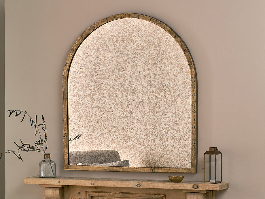 Murwara Antique Glass Arched Mirror - Antique Brass