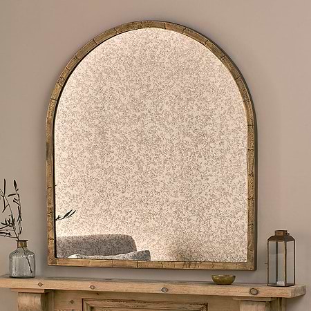 Murwara Antique Glass Arched Mirror - Antique Brass-nkuku
