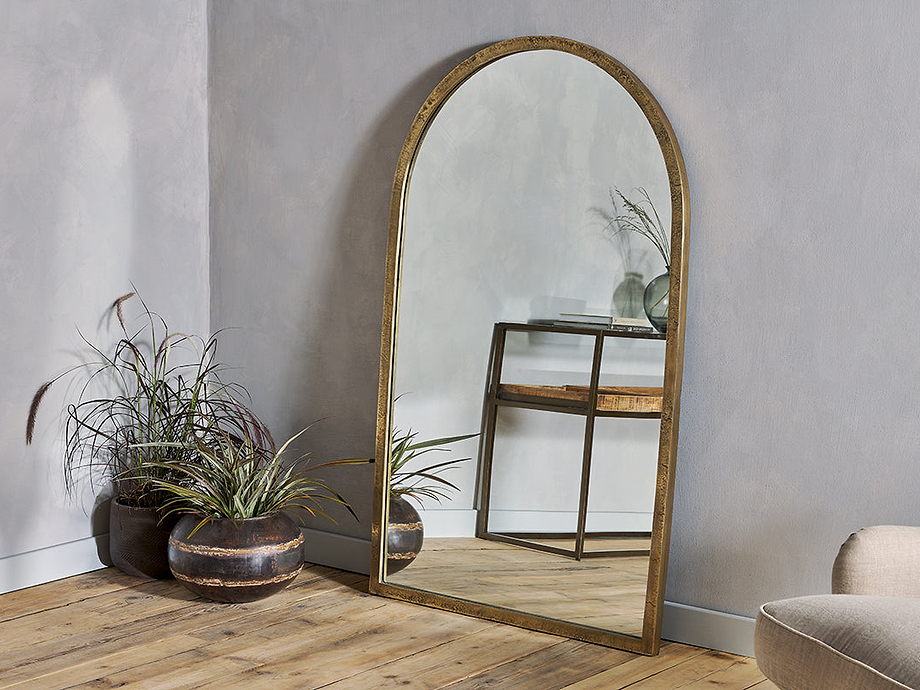Murwara Full Length Arched Mirror - Antique Brass