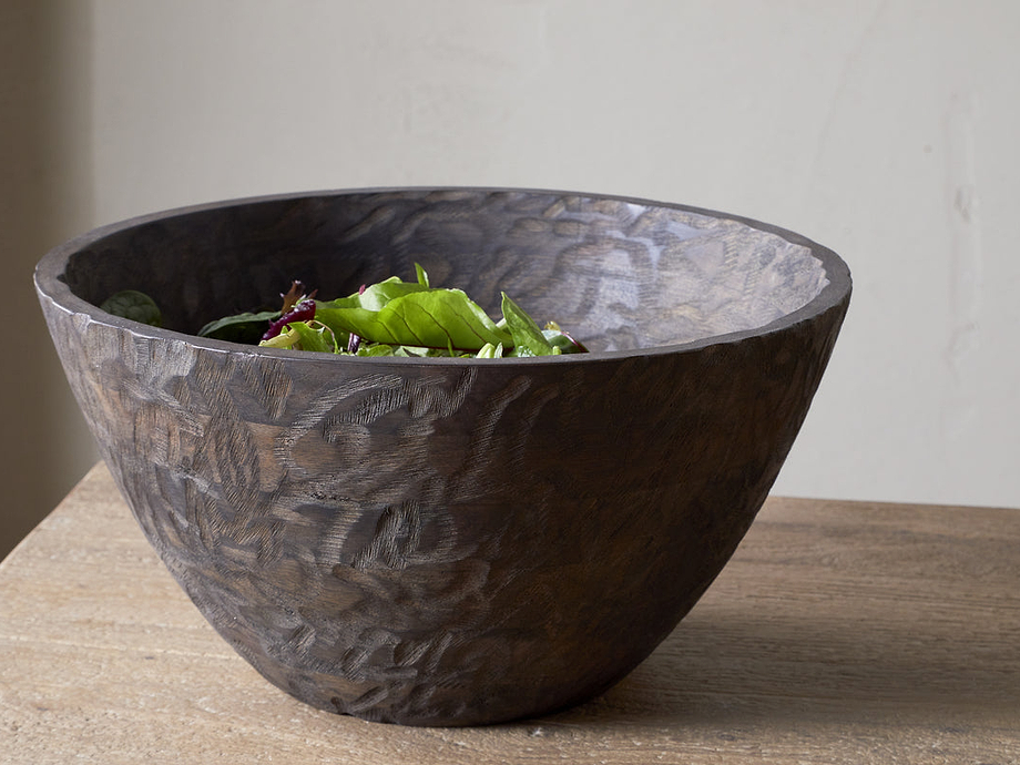 Nyati Wooden Serving Bowl - Dark Brown - Large