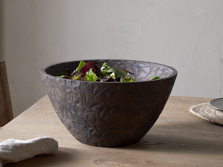 Nyati Wooden Serving Bowl - Dark Brown - Large