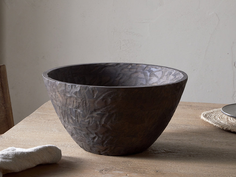 Nyati Wooden Serving Bowl - Dark Brown - Large
