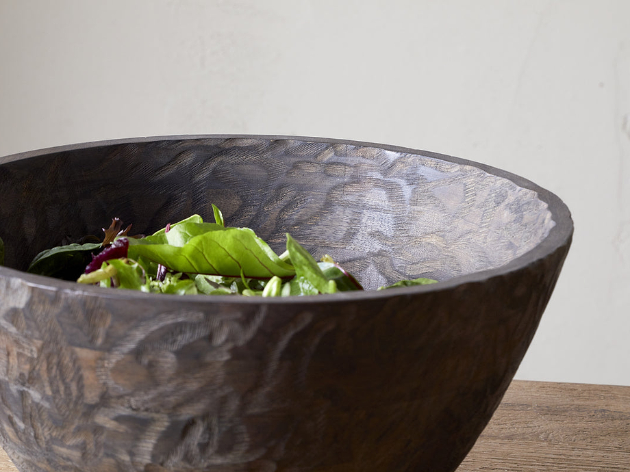 Nyati Wooden Serving Bowl - Dark Brown - Large