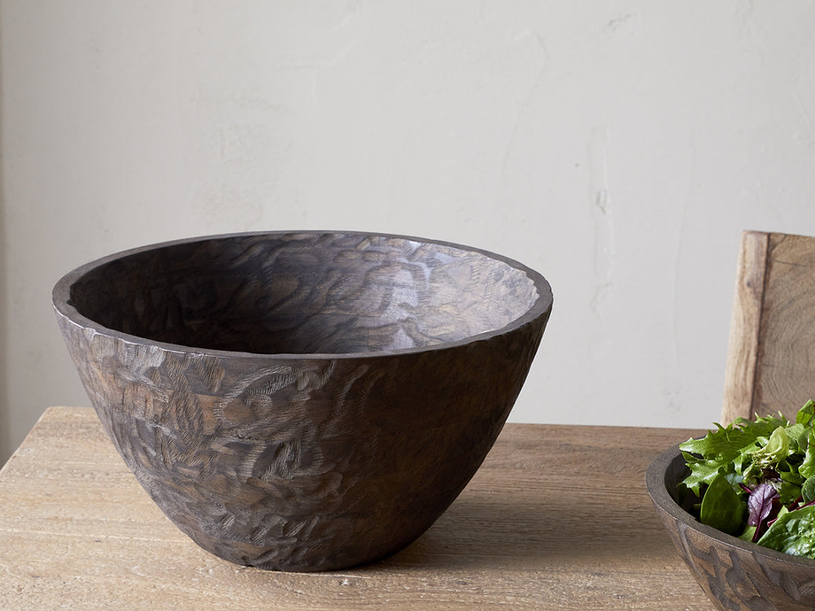 Nyati Wooden Serving Bowl - Dark Brown - Large
