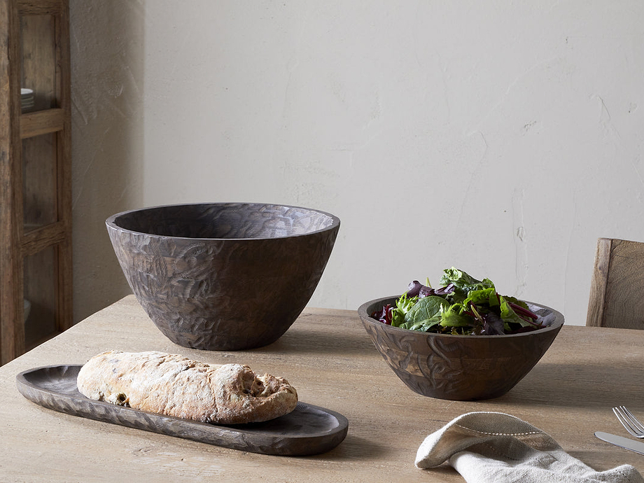 Nyati Wooden Serving Bowl - Dark Brown - Large