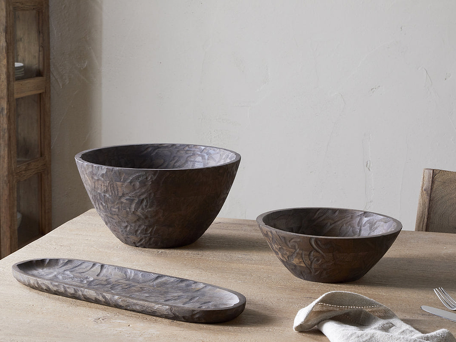 Nyati Wooden Serving Bowl - Dark Brown - Large