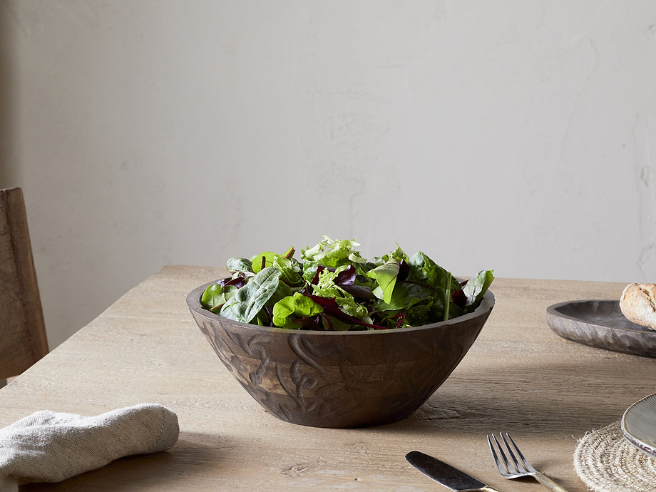Nyati Wooden Serving Bowl - Dark Brown - Small