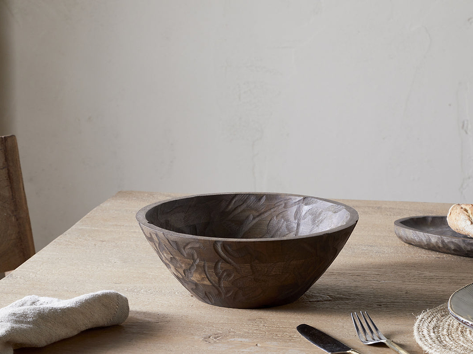 Nyati Wooden Serving Bowl - Dark Brown - Small