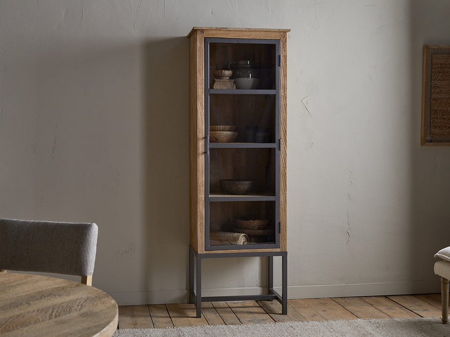 Nirvi Mango Wood & Iron Tall Cabinet - Black