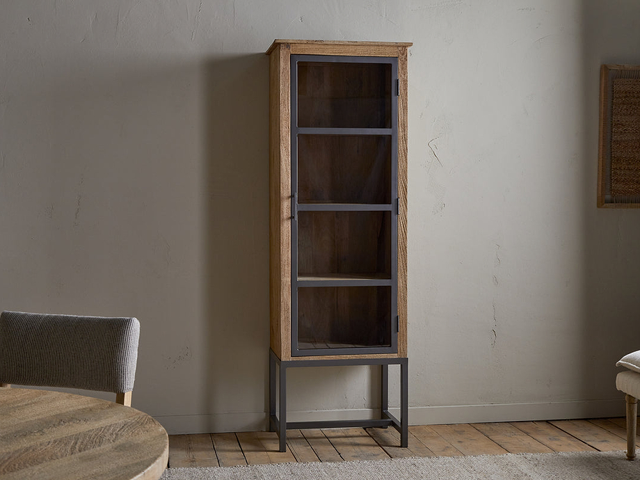 Nirvi Mango Wood & Iron Tall Cabinet - Black