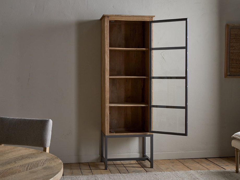 Nirvi Mango Wood & Iron Tall Cabinet - Black