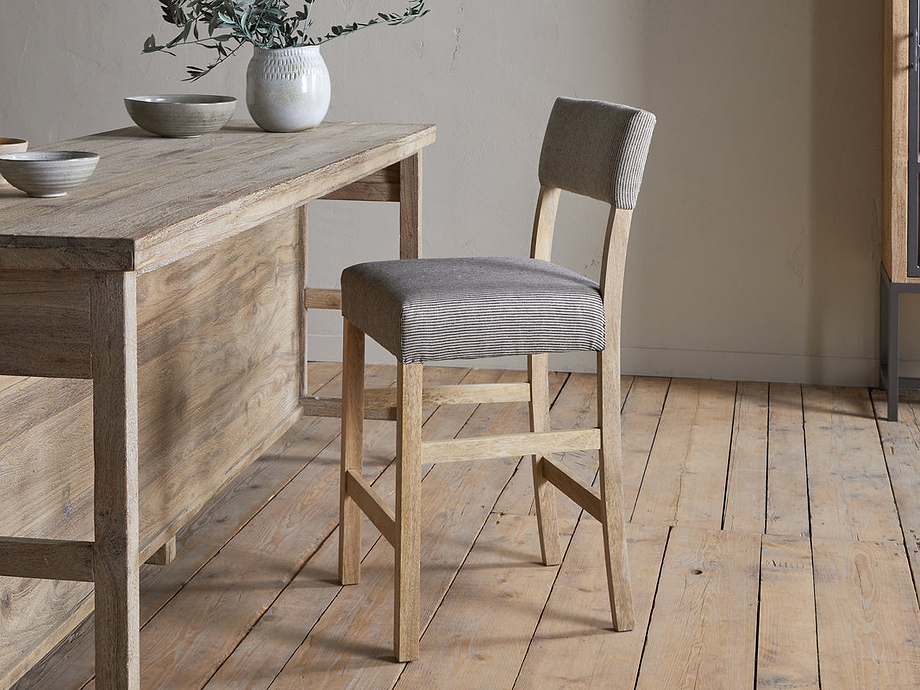 Nadeeka Linen Upholstered Counter Chair - Soft Grey