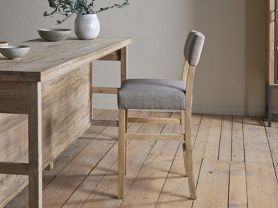 Nadeeka Linen Upholstered Counter Chair - Soft Grey