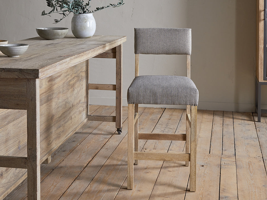 Nadeeka Linen Upholstered Counter Chair - Soft Grey