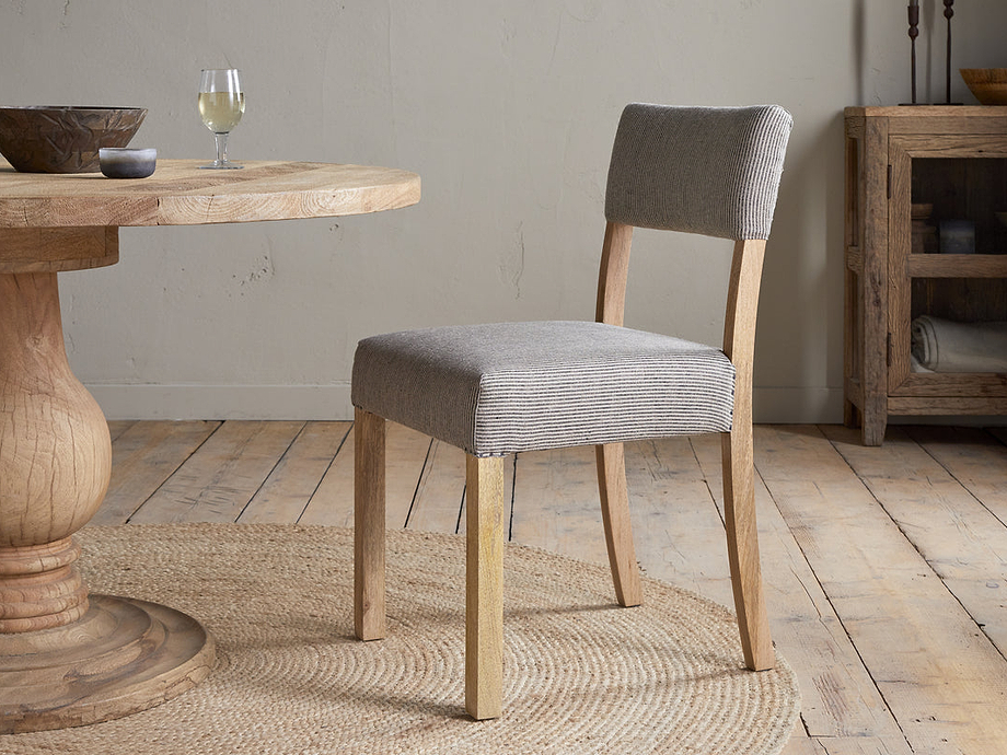 Nadeeka Linen Upholstered Dining Chair - Soft Grey