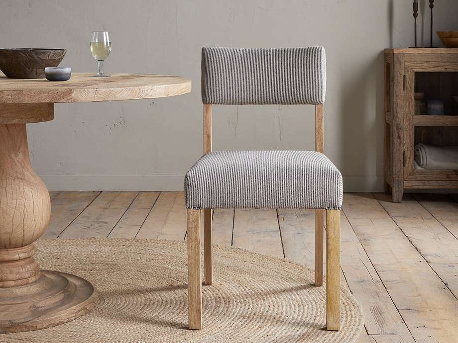 Nadeeka Linen Upholstered Dining Chair - Soft Grey