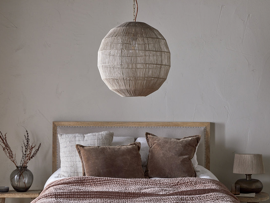Nilaveli Woven Jute Sphere Pendant - Natural