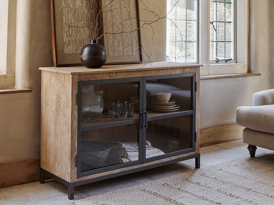 Nirvi Mango Wood & Iron Sideboard - Black