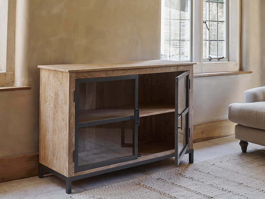 Nirvi Mango Wood & Iron Sideboard - Black