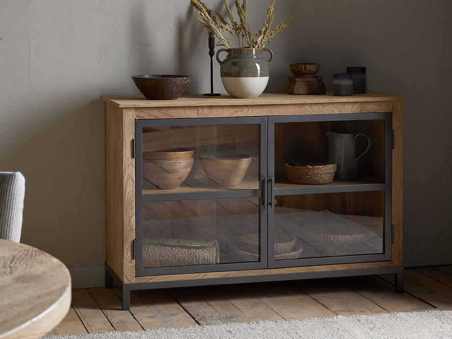 Nirvi Mango Wood & Iron Sideboard - Black