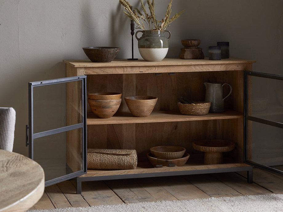 Nirvi Mango Wood & Iron Sideboard - Black
