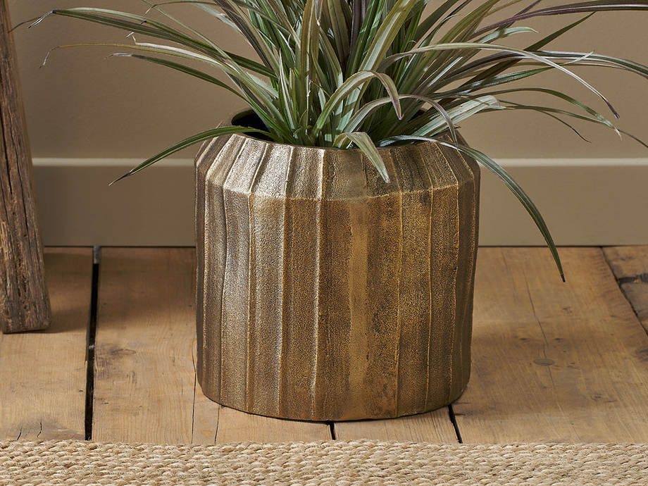 Nabara Cast Aluminium Planter - Antique Brass