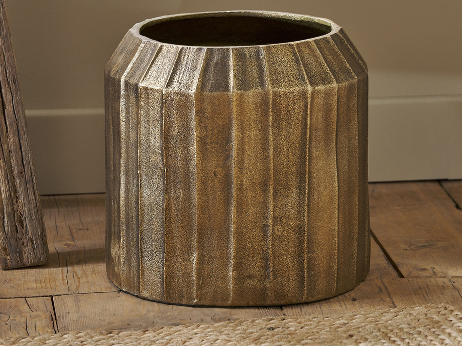 Nabara Cast Aluminium Planter - Antique Brass