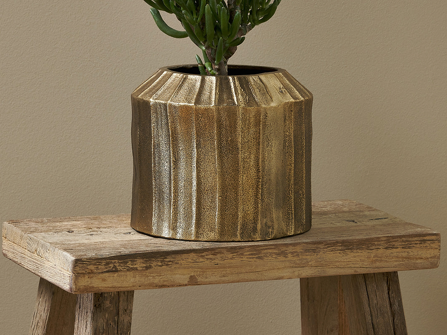 Nabara Cast Aluminium Planter - Antique Brass