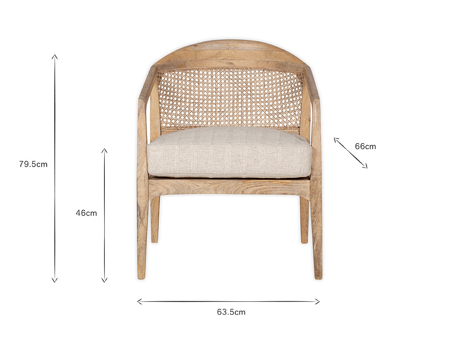 Nabhi Mango Wood & Cane Occasional Chair - Natural