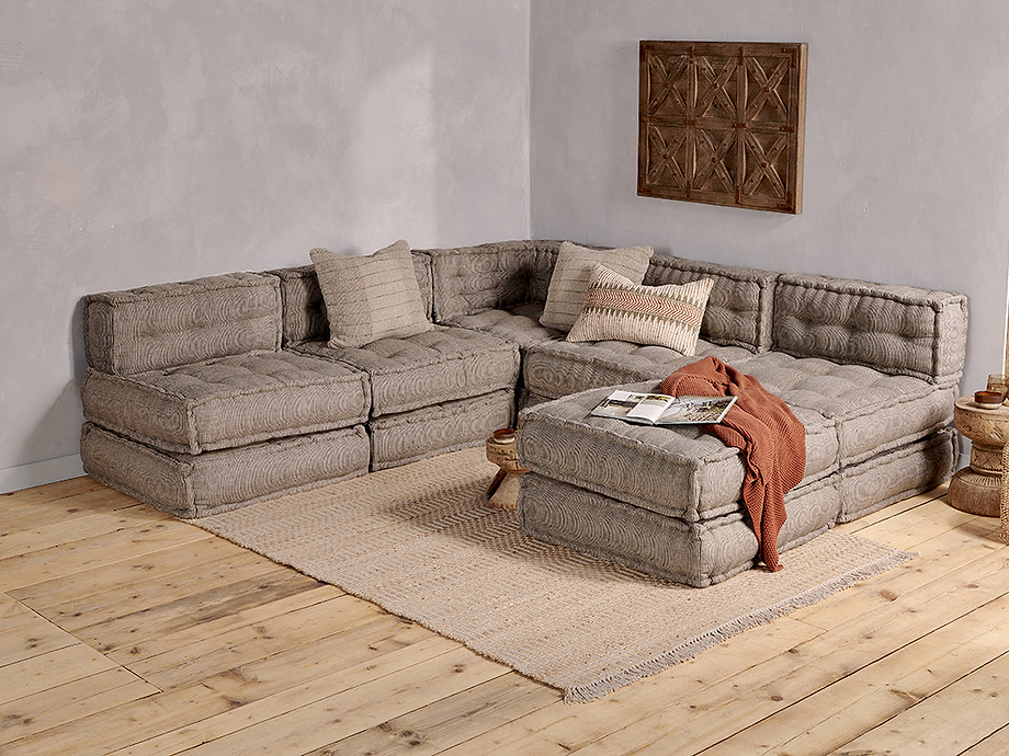 Nadeeka Modular Sofa Footstool - Soft Grey