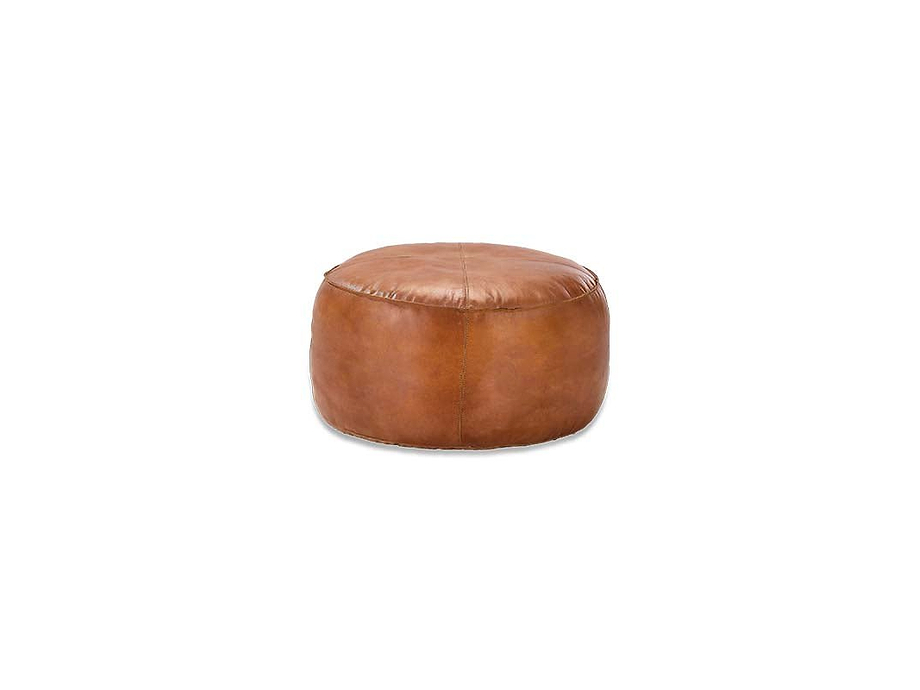 Nadu Leather Pouf - Aged Tan