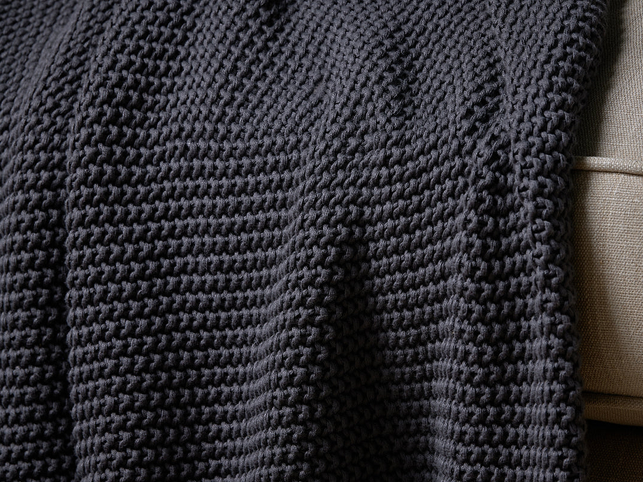 Nahan Moss Stitch Cotton Throw - Charcoal