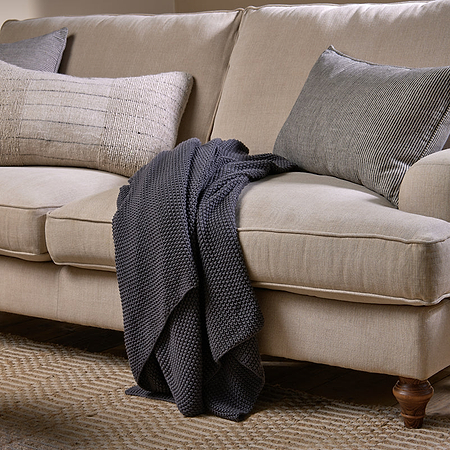 Nahan Moss Stitch Cotton Throw - Charcoal-nkuku