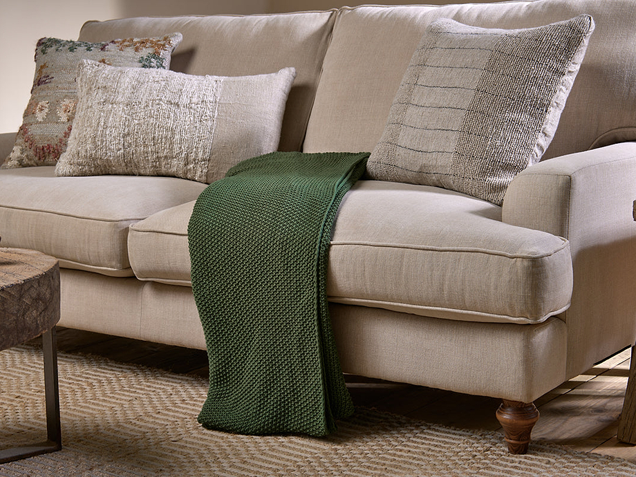 Nahan Moss Stitch Cotton Throw - Forest Green