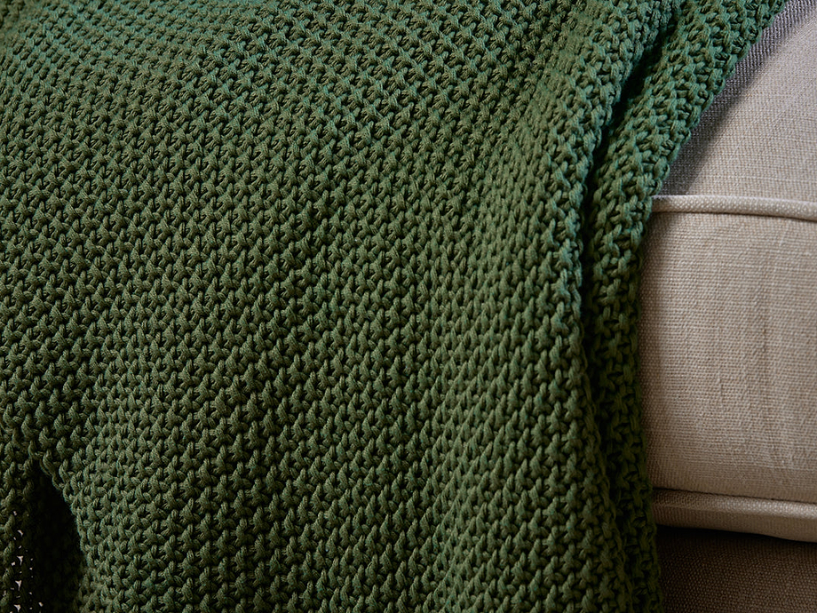 Nahan Moss Stitch Cotton Throw - Forest Green