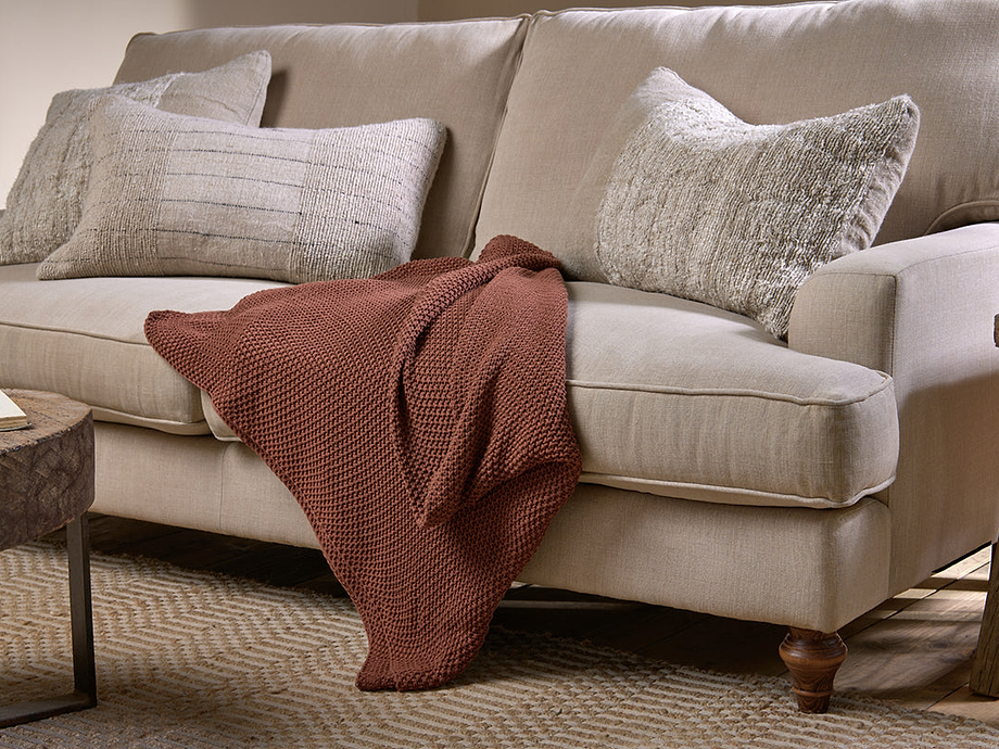 Nahan Moss Stitch Cotton Throw - Rust