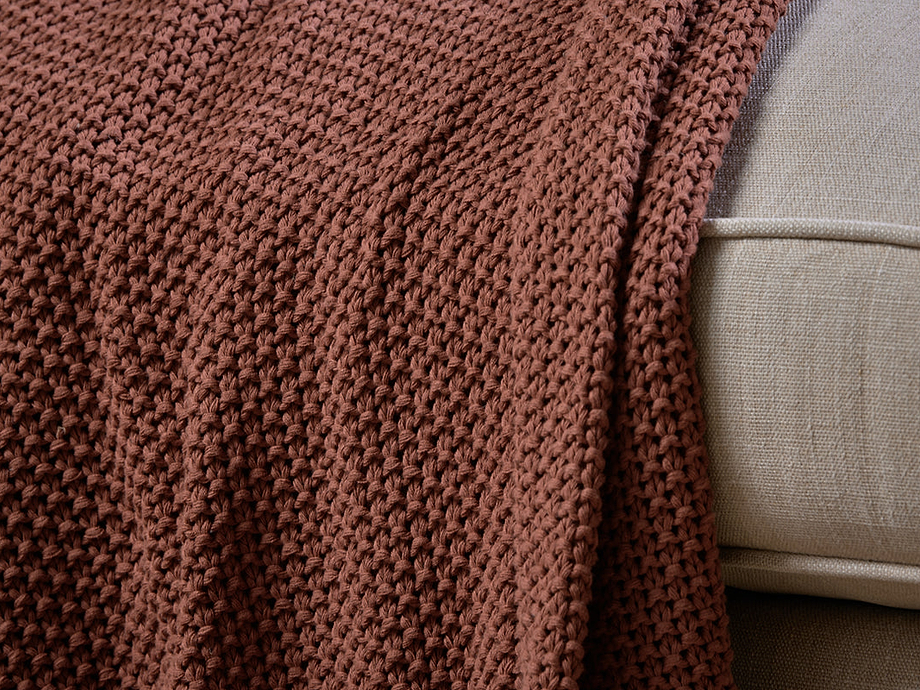 Nahan Moss Stitch Cotton Throw - Rust