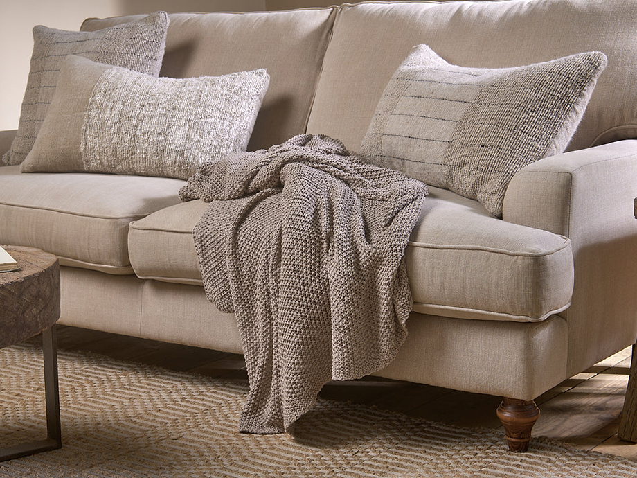 Nahan Moss Stitch Cotton Throw - Stone