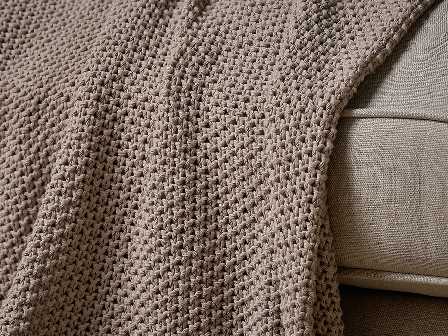 Nahan Moss Stitch Cotton Throw - Stone