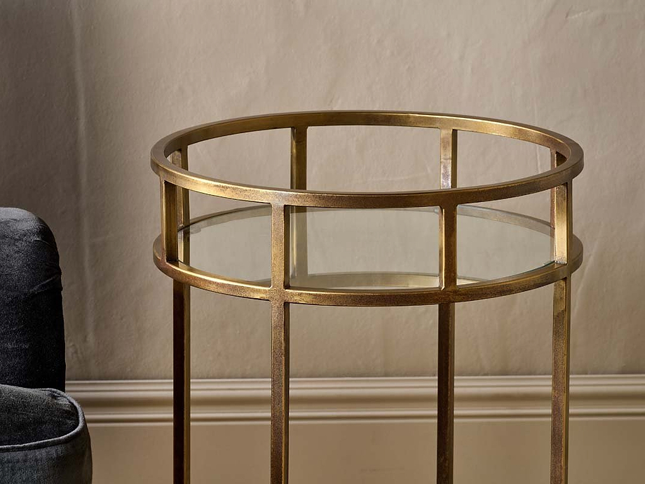 Nakuru Iron & Glass Drinks Table - Brass