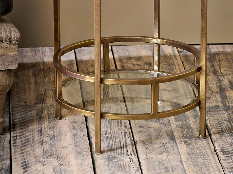 Nakuru Iron & Glass Drinks Table - Brass