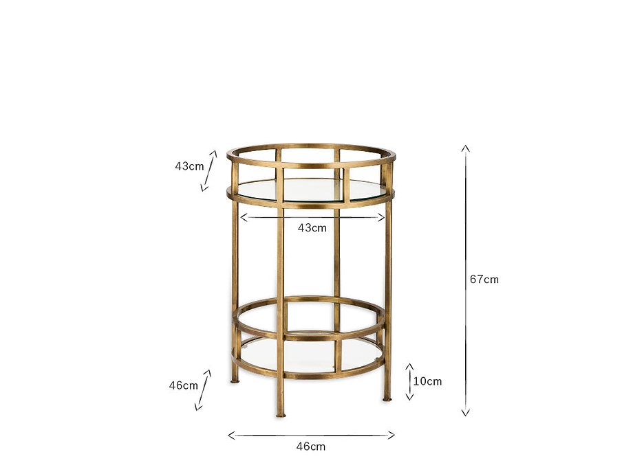 Nakuru Iron & Glass Drinks Table - Brass