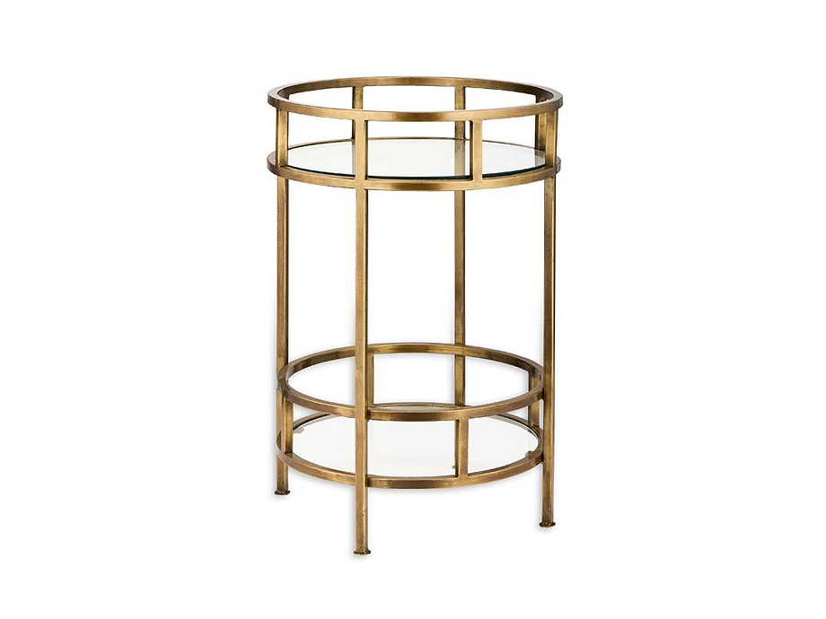 Nakuru Iron & Glass Drinks Table - Brass