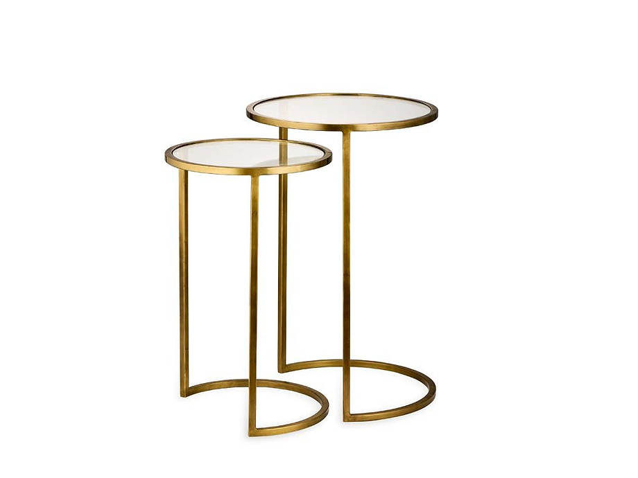 Nakuru Iron & Glass Side Table Set - Brass