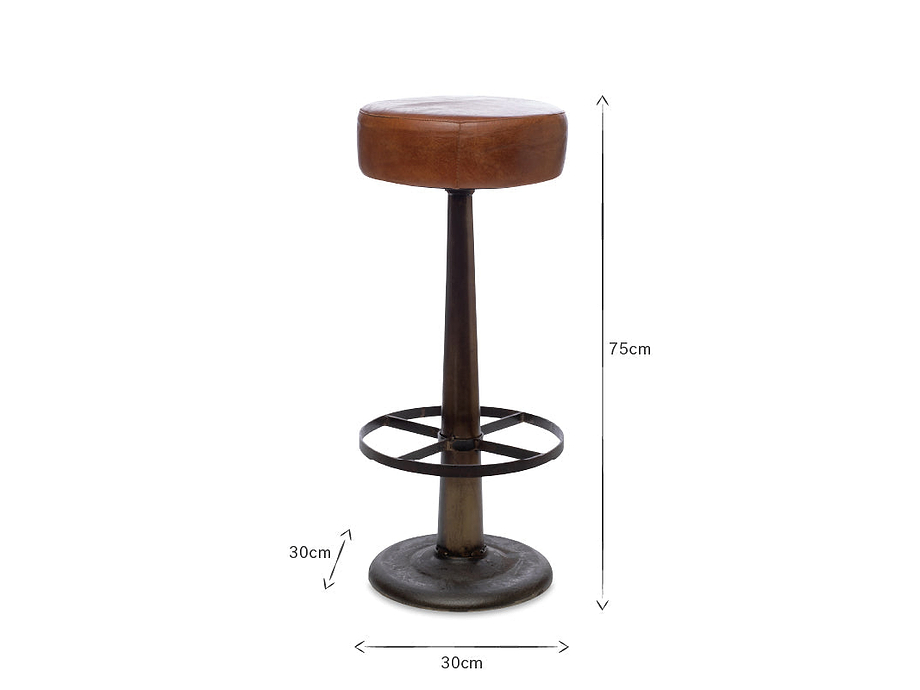 Narwana Leather Round Stool - Aged Tan